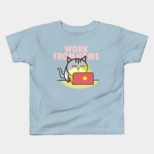 Work From Home Cat Kids T-Shirt